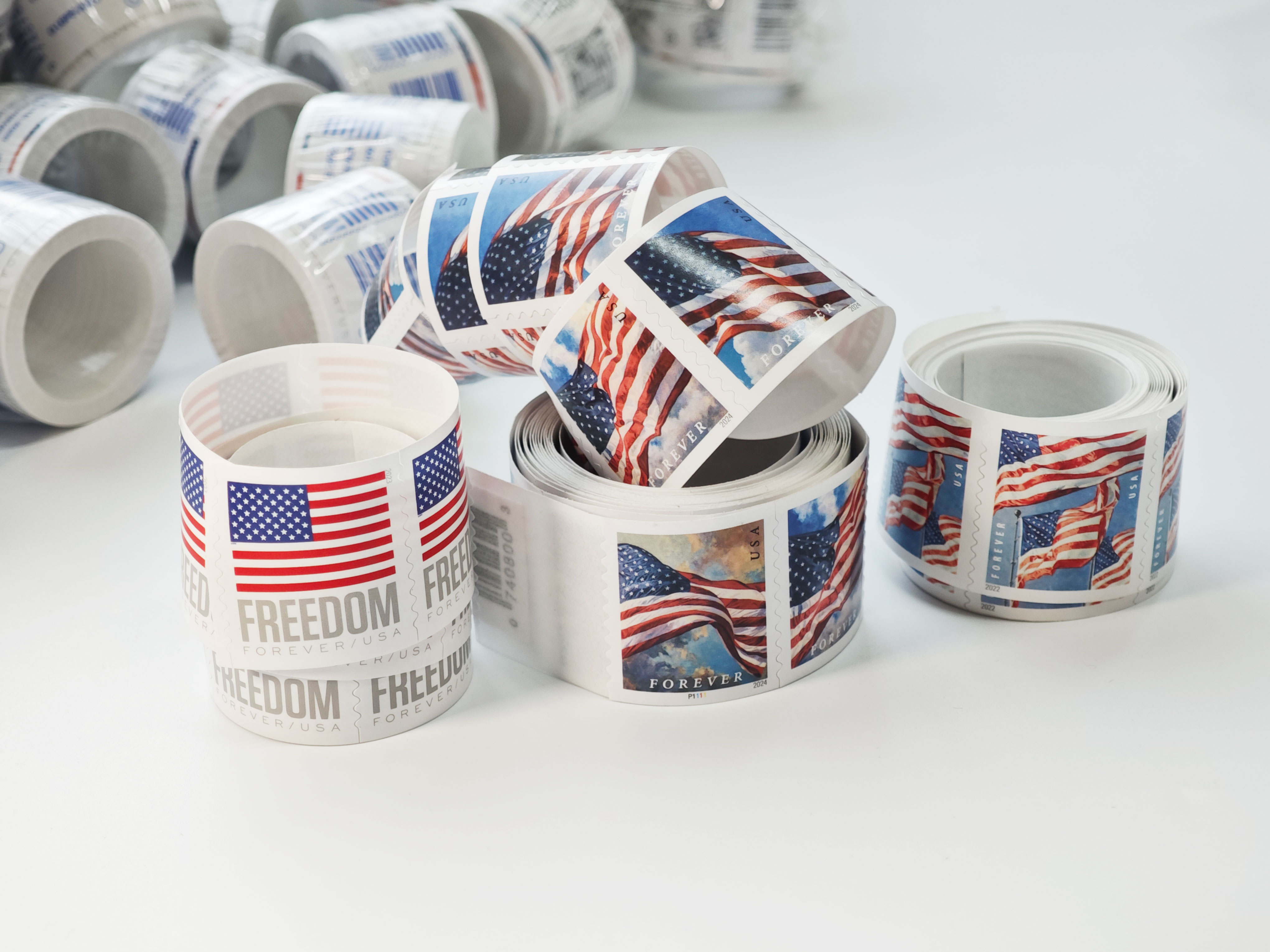 Big Sales! 3 U.S. Flag Stamps,3 Rolls/300 Pcs - Forever Stamps